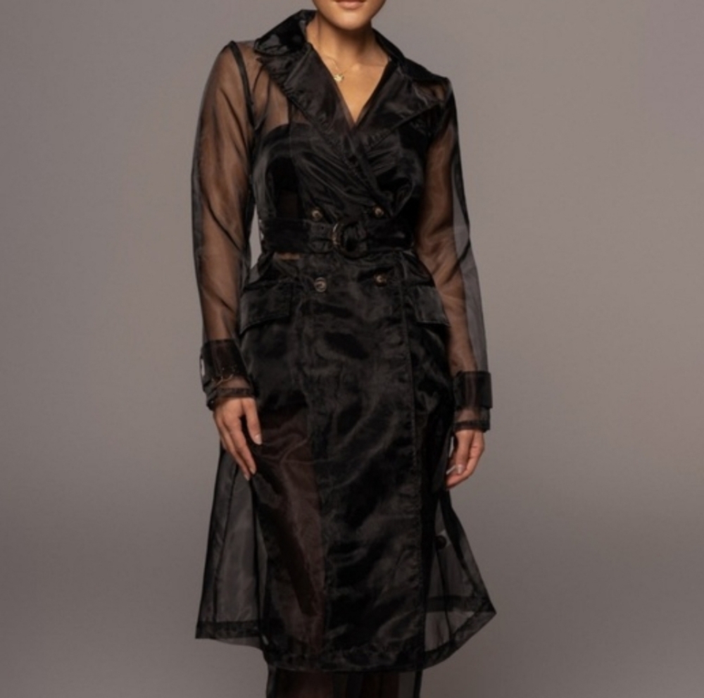 JLUXLABEL | Black Cornwell Sheer Coat Organza Jacket Size M - Picture 2 of 14